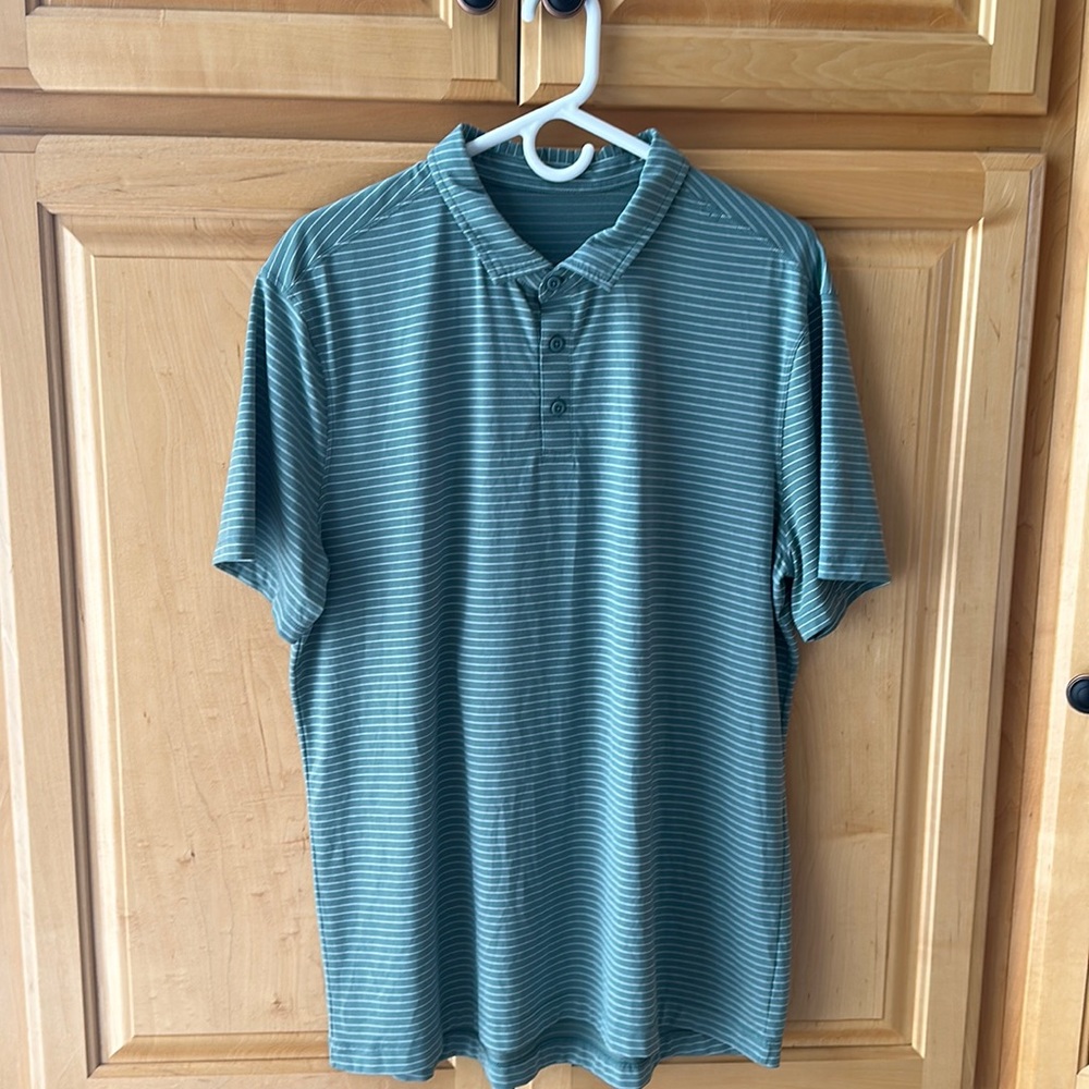 lululemon athletica Green Striped Polo Shirt